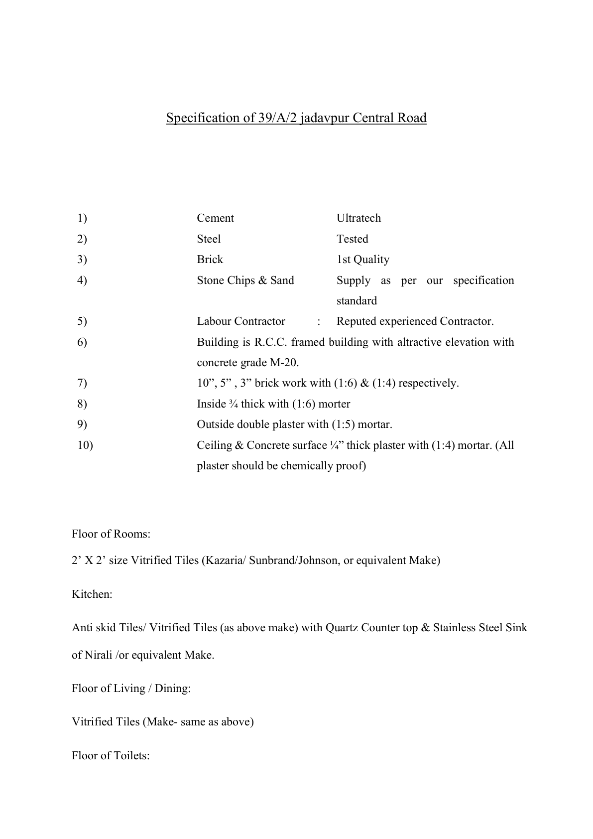 Sri Ram Thakur Road - Additional Plan